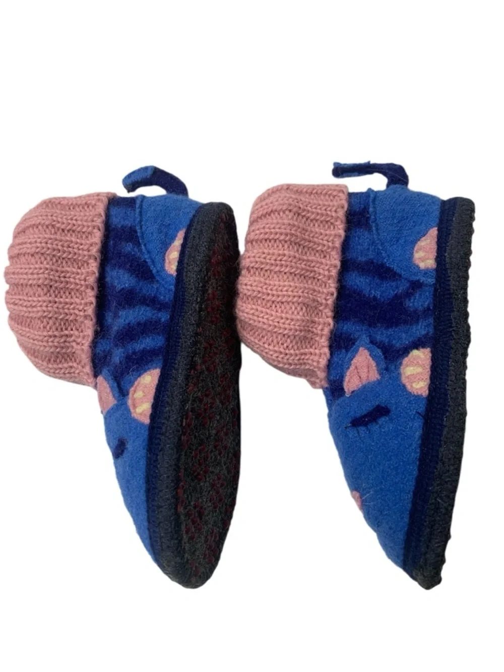 Garnet‎ Hill Girls Boiled Wool Slipper Boots Pink Blue Cute Cat Size 08 Toddler